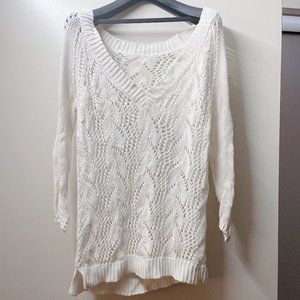 V Neck Knit Sweater | S | Cream | NS1131 | Sample Sale